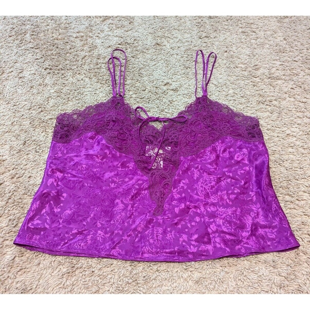 Vtg Victorias Secret 90s Gold Label Purple Satin Cami Tank Sz M Whimsigoth Fairy